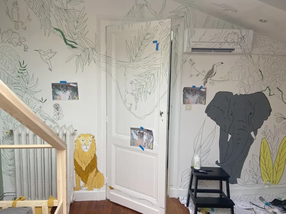 Fresque jungle murale à Gironde