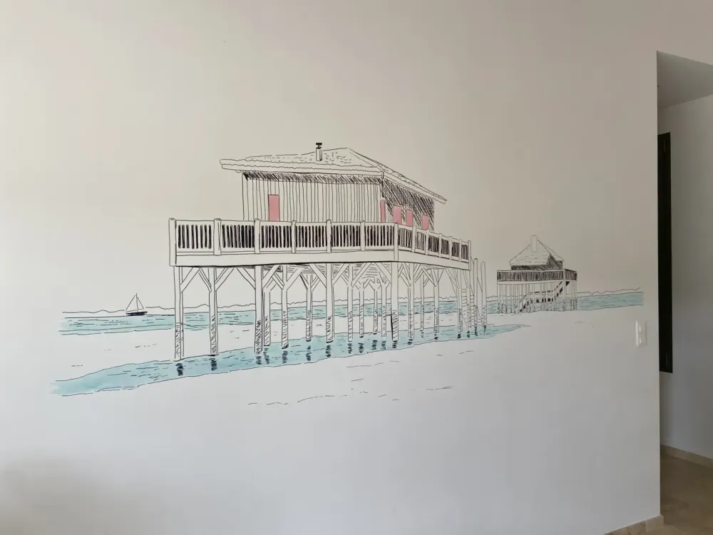 Fresque bord de mer à Gironde